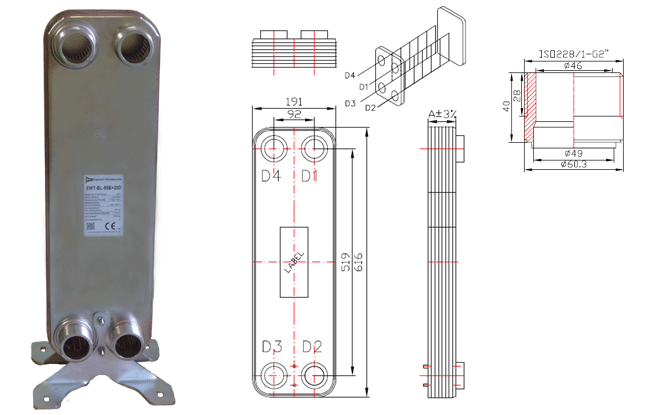 Plattenwrmetauscher BL-95 (Substitut CB76 CB77 CB110)